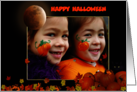 Halloween Photo Card with Full Moon and Pumpkins card