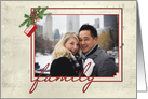 family Christmas photo card with snowflake and music background card