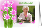 Grandma’s Birthday photo card pink flowers on bamboo stems card