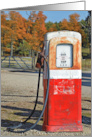 Rusty Retro Gasoline Pump with Autumn Trees for Birthday card