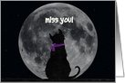 cat, moon, Miss You, silhouette, love card