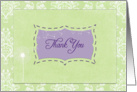 thank you, damask, dandelion, green, purple card