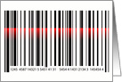 glowing red laser on bar code card
