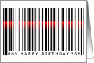 birthday red laser light on bar code card