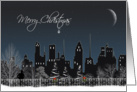 Christmas, city, snow, park, holiday, winter, skyscraper card