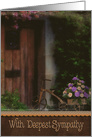 loss of sister sympathy vintage tricycle with carnations by door card