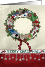 Christmas, wreath, snowflake, holiday card