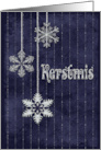 Dutch Christmas diamond snowflakes on silver pinstripes card