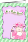 Baby Girl shower invitation-baby girl in pink box with baby bottle card