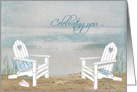 Birthday beach chairs in sand with seashells and flip flops card