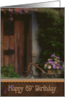 Vintage Tricycle with Carnation Bouquet In a Cart for 69th Birthday card