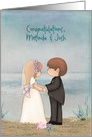 Congratulations for Newlyweds, cute couple on the beach card