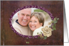 Anniversary photo card with old-fashioned rose bouquet card