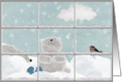 Get Well Soon Polar Bears and Bird in Window card