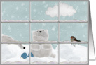 We Miss You, polar bear, snow, winter, window card