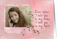 Daughter’s birthday lily of the valley bouquet on pink frame card