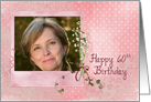 60th Birthday photo card lily of the valley bouquet on pin dots card