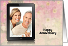 Anniversary- electronic tablet photo card with soft floral background card