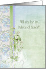 Matron of Honor, lily of the valley, wedding, bridal, butterfly card