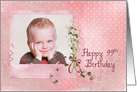 99th birthday lily of the valley bouquet photo card with pin dots card