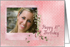 81st Birthday photo card with lily of the valley bouquet on polka dots card