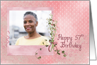 57th birthday lily of the valley bouquet on pink frame photo card