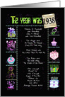 Birthday in 1938 fun trivia with party elements on black card