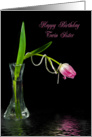 twin,sister,birthday, tulip, flower, pearl card
