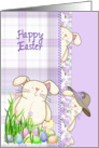 bunny, purple, plaid, Easter card