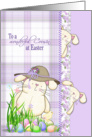 cousin, bunny, purple, plaid, Easter card