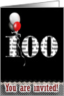 100th birthday, invitation, party, balloons card