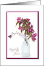 96th Birthday Crab Apple Bouquet In Vintage Bottle card