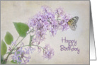 butterfly on lilacs for birthday card