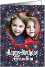 Birthday photo card with stars on denim for Grandma card