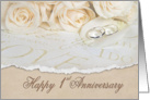 1st wedding anniversary white roses and rings card