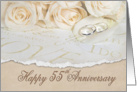 55th wedding anniversary white roses and rings card