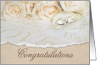 congratulations to newlyweds with roses and rings card