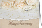 wedding anniversary with roses and rings card