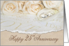 25th wedding anniversary with rings and roses for son card