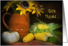 Thanksgiving sunflower bouquet and corn with pumpkin card