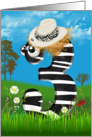 Third Birthday Zebra number with hat card