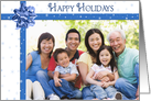 Happy Holidays for grandparents with bow and snowflake photo card