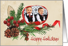 Happy Holidays photo card for grandparents with ribbon frame card