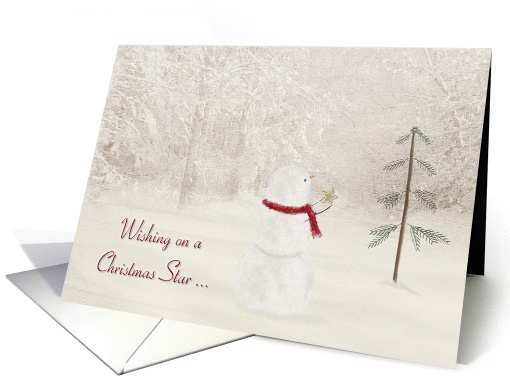 Snowman with gold Christmas star card (1004139)