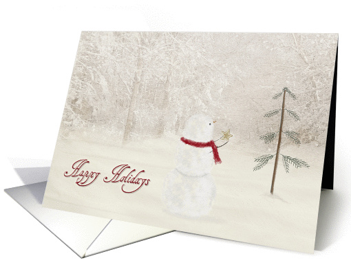 Happy Holidays with snowman and gold star card (1004149)