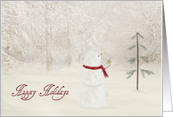 Happy Holidays with snowman and gold star card