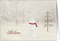 Believe with snowman and gold star card