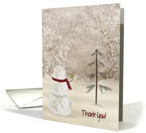 Thank You holiday with snowman and gold star card (1005037)