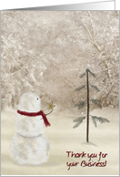 Christmas Thank You for your business with snowman and gold star card