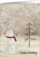 Season’s Greetings for granddaughter with snowman and gold star card